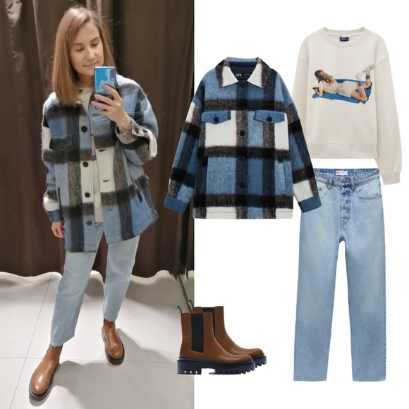 Zara LOW HEELED LUG SOLE LEATHER ANKLE BOOTS 7.5/38 NEW - Picture 5 of 14